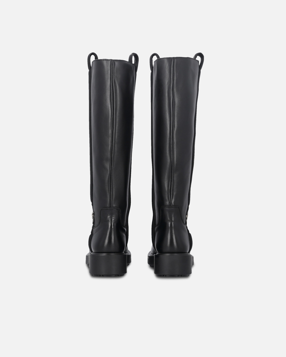 Pinko High Leather Boots With Logo Detail Limo Black