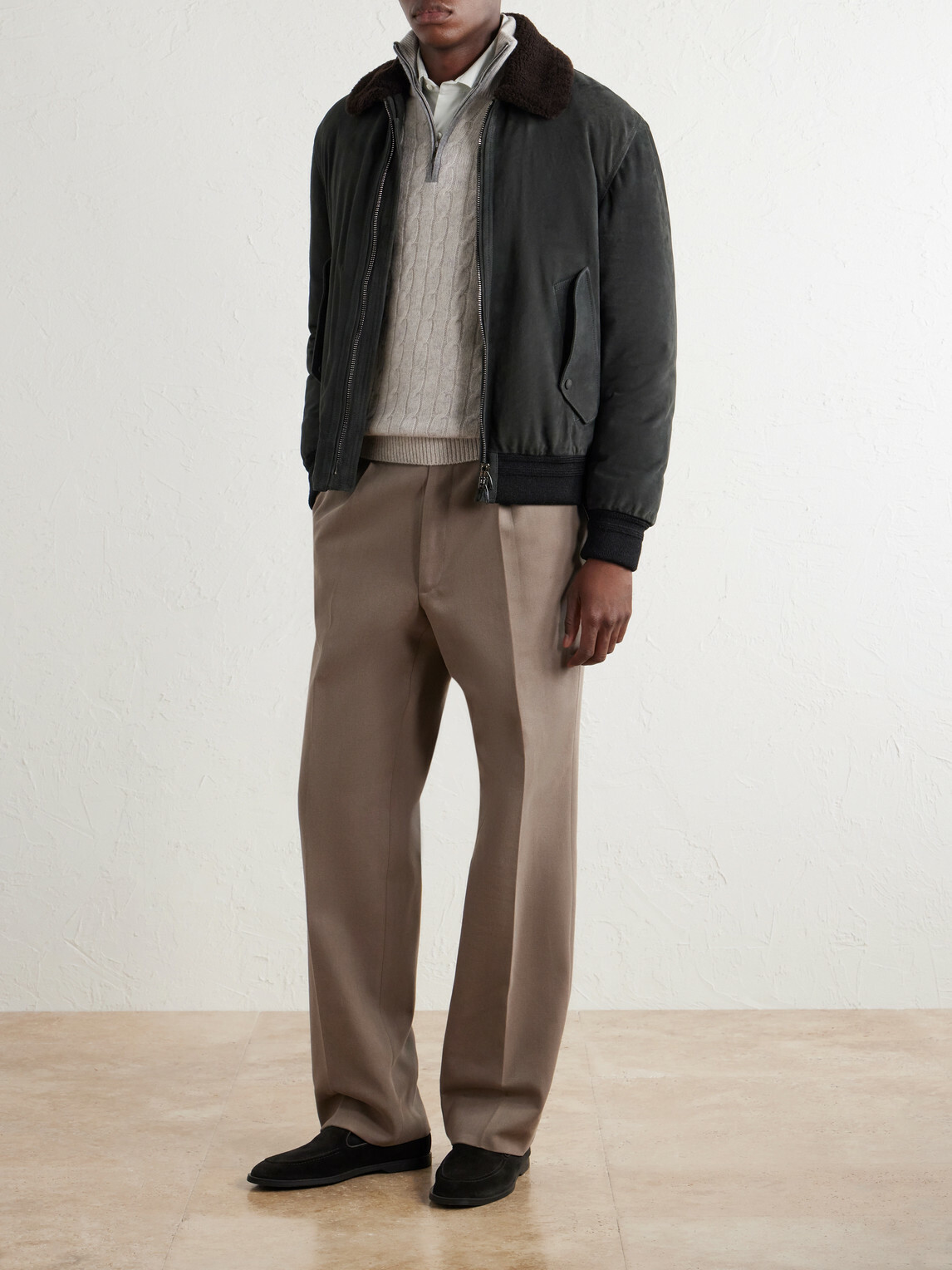 N.PEAL - Albemarle Cable Cashmere Half-Zip Sweater - Neutrals