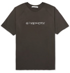 Givenchy - Logo-Embroidered Cotton-Jersey T-Shirt - Charcoal