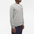 Comme des Garçons Play Men's Invader Heart V-Neck Knit in Light Grey