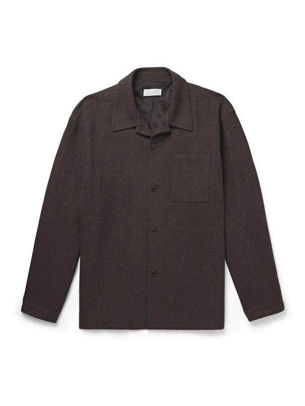 Photo: Amomento - Camp-Collar Wool-Flannel Shirt - Brown