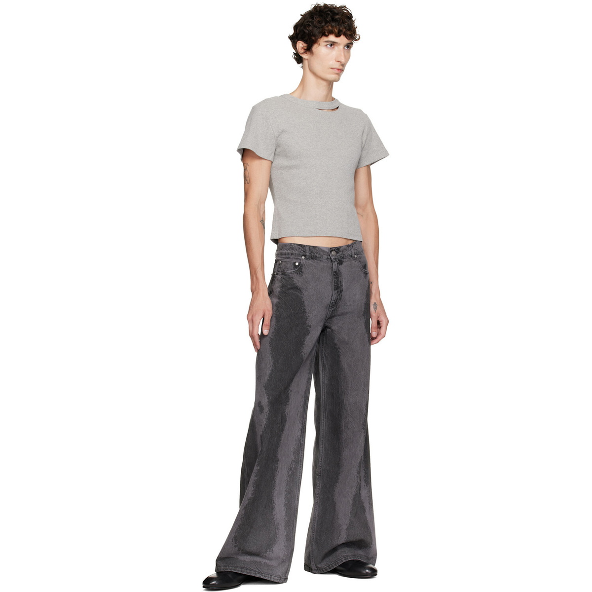 CAMPERLAB Black Paint Laser Boot Cut Jeans