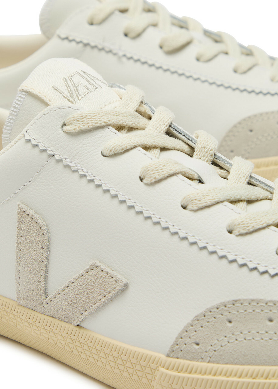 Veja Volley Panelled Grained Leather Sneakers White