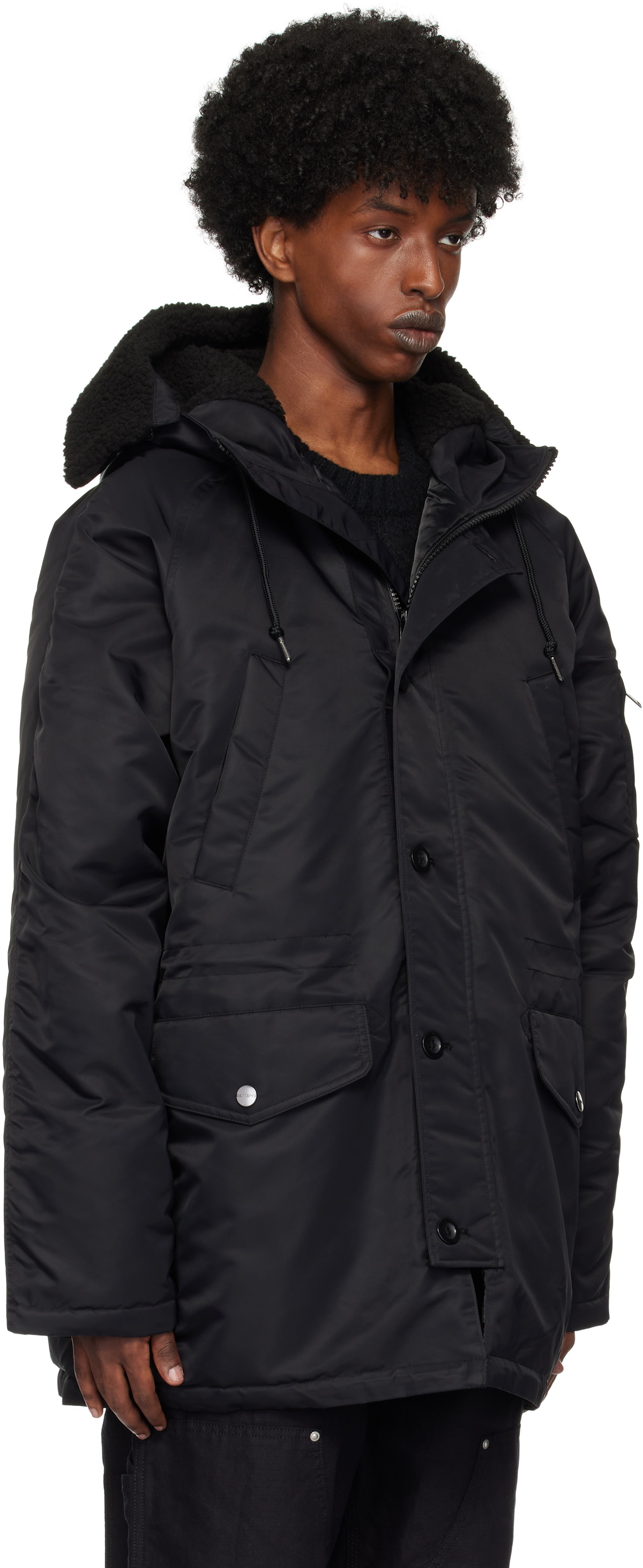Carhartt Work In Progress Black Hooded Olten Parka Coat