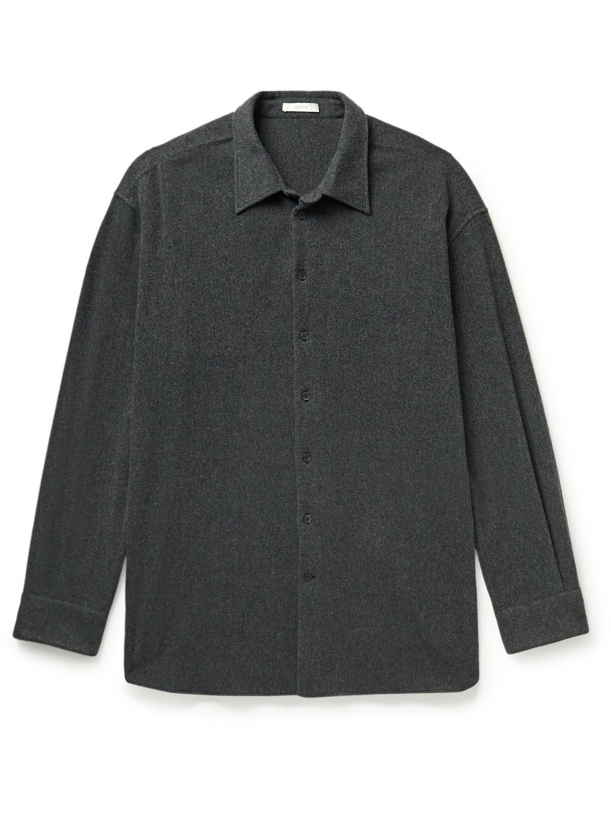 The Row Lukrecio Stretch Cashmere Blend Flannel Shirt Gray The Row