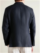 Etro - Slim-Fit Herringbone Linen Suit Jacket - Blue