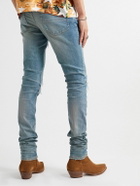 AMIRI - MX1 Skinny-Fit Ultrasuede®-Panelled Distressed Jeans - Blue