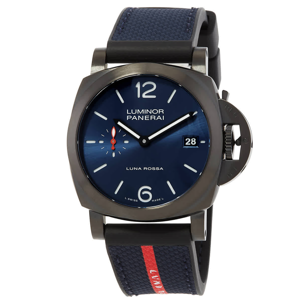 Panerai Luminor 40mm Quaranta Steel DLC Luna Rossa Automatic Blue Dial Mens Watch PAM01408