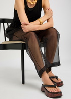 Gia Borghini Hazel Wood-effect Leather Flip Flops Black