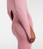 Alaïa Asymmetric caped silk-blend midi dress