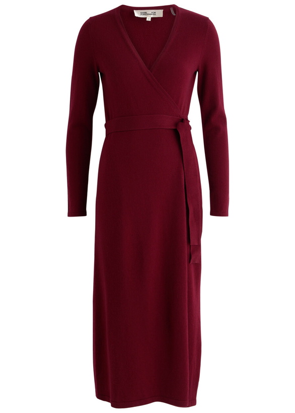 Photo: Diane Von Furstenberg Astrid Wool-blend Midi Wrap Dress Burgundy