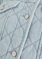 Paige Jayla Cropped Quilted Chambray Jacket Light Blue