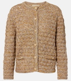 Valentino Open-knit linen-blend lamé cardigan