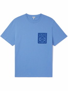 LOEWE - Anagram Logo-Embroidered Cotton-Jersey T-Shirt - Blue