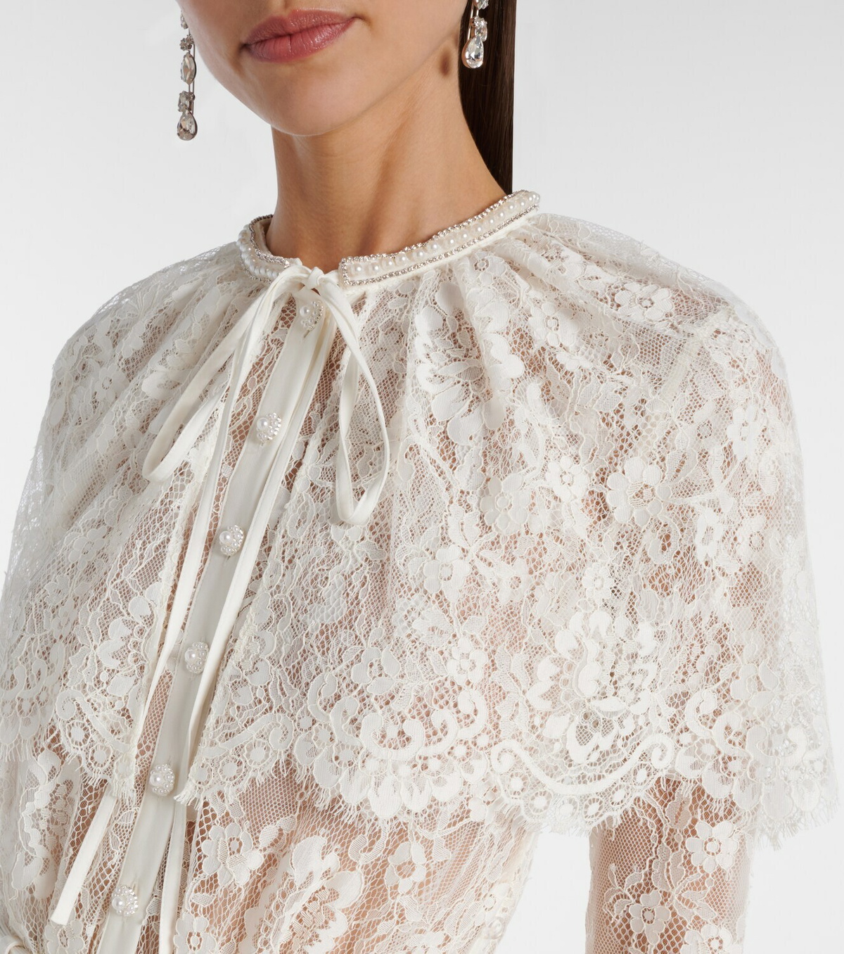 Self-Portrait Caped lace and satin maxi dress