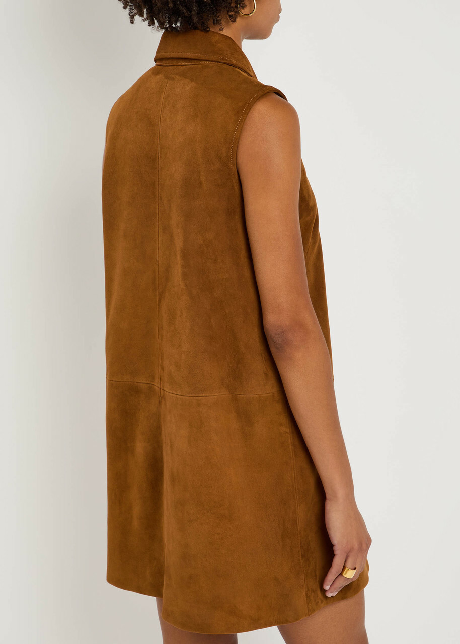 Frame The Suede City Shift Mini Dress Brown