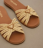 Prada Crochet raffia-effect slides