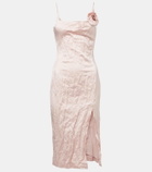 Blumarine Floral-appliqué satin midi dress