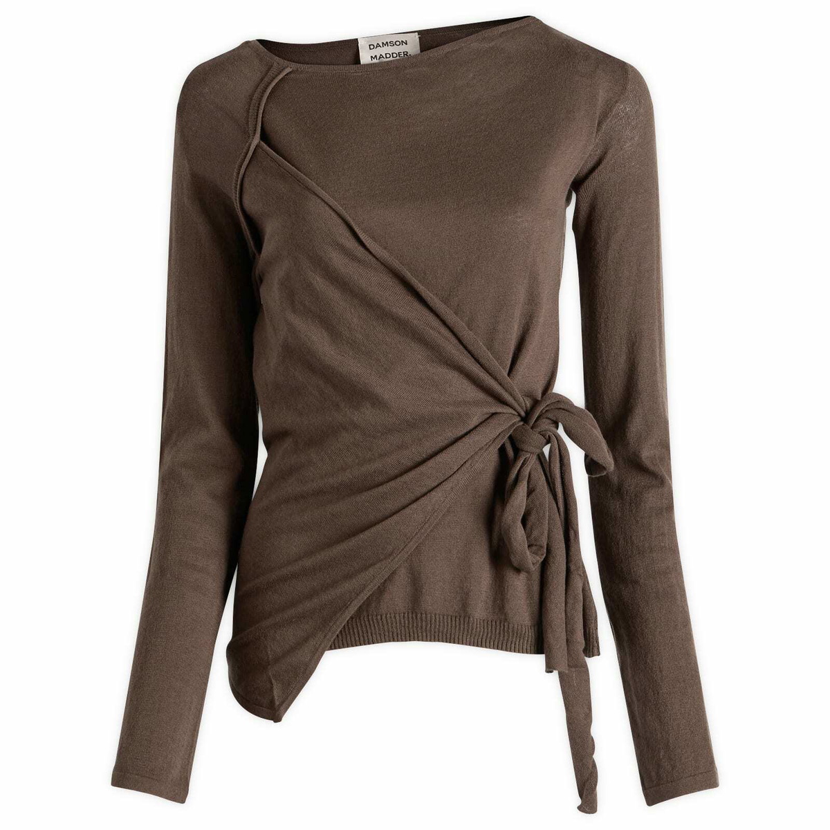 Damson Madder Women's Hannie Sheer Tie Jumper in Khaki