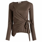 Damson Madder Women's Hannie Sheer Tie Jumper in Khaki