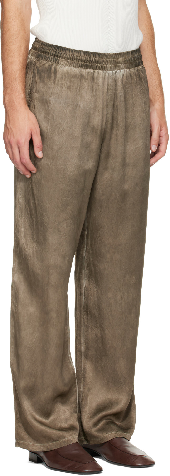 Diesel Brown Wrinkled Satin Track Pants