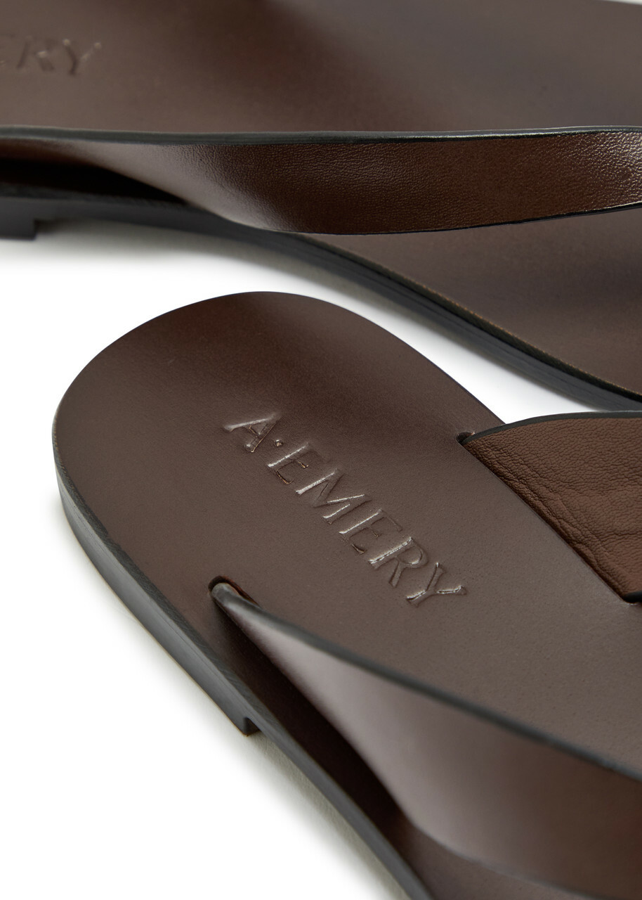 A.emery Kinto Leather Flip Flops Brown