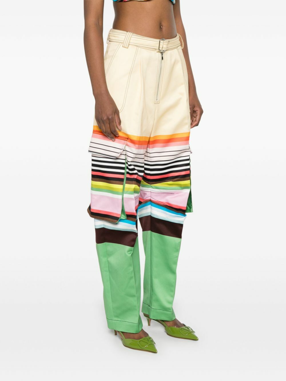 Christopher John Rogers White Colour-Block Tapered Trousers