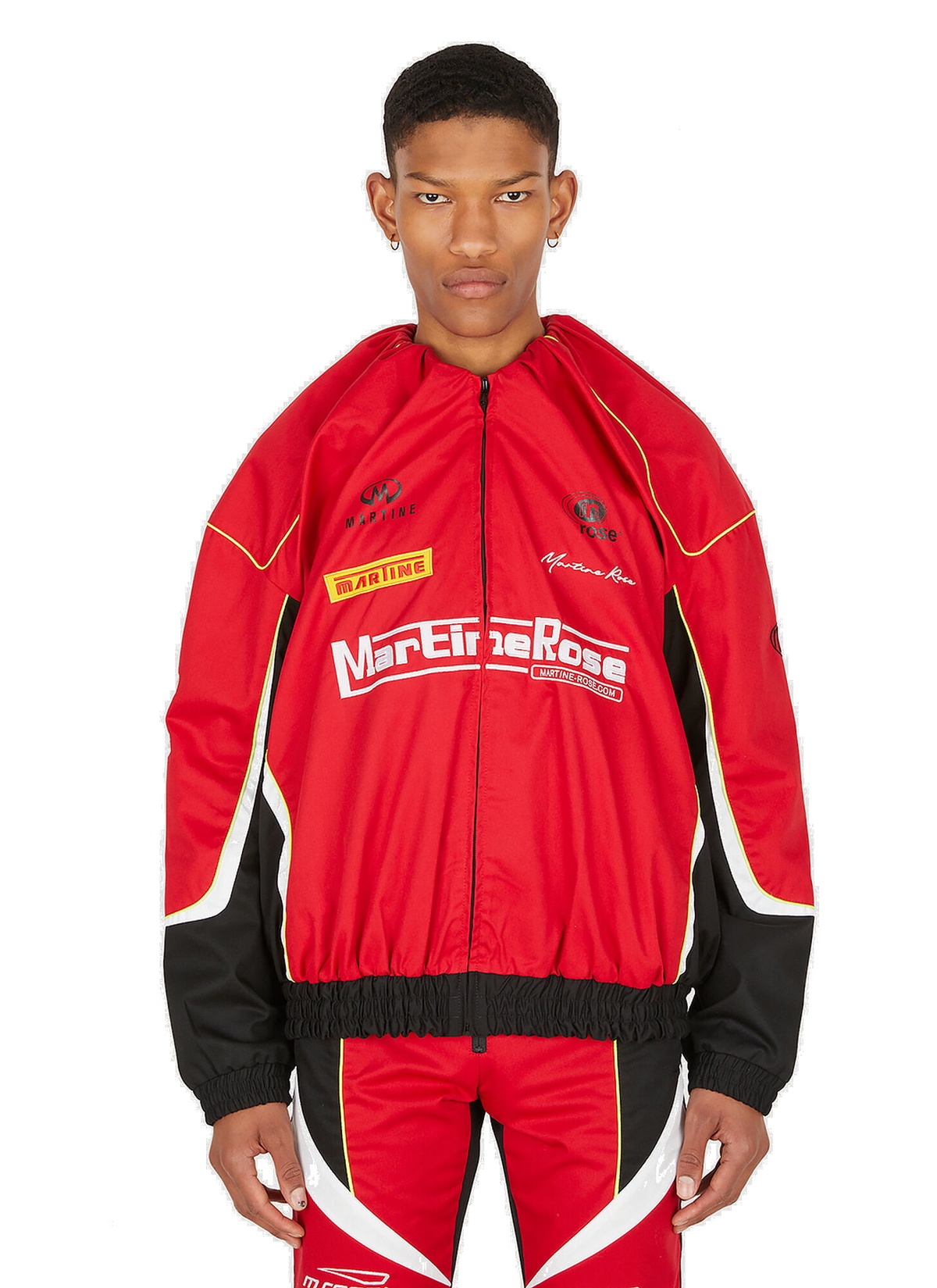 Tuck Neck Sponsor Jacket in Red Martine Rose