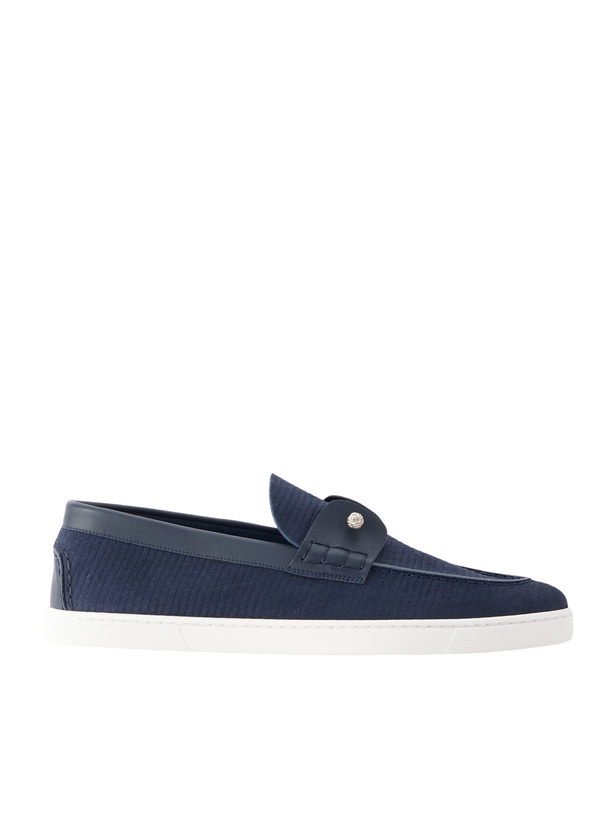 Photo: Christian Louboutin - Chambeliboat Woven Leather Loafers - Blue