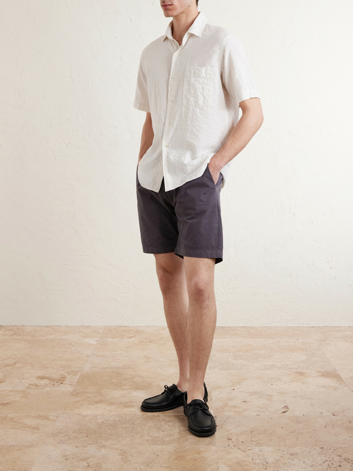 Hartford - Joggy Straight-Leg Cotton Drawstring Shorts - Blue