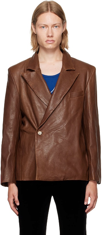Photo: Enfants Riches Déprimés Brown Double-Breasted Leather Jacket