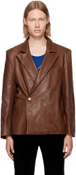 Enfants Riches Déprimés Brown Double-Breasted Leather Jacket