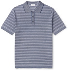 Brioni - Slim-Fit Striped Knitted Linen and Silk-Blend Polo Shirt - Blue