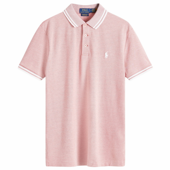 Photo: Polo Ralph Lauren Men's Textured Mesh Polo Shirt in Adirondack Berry/White