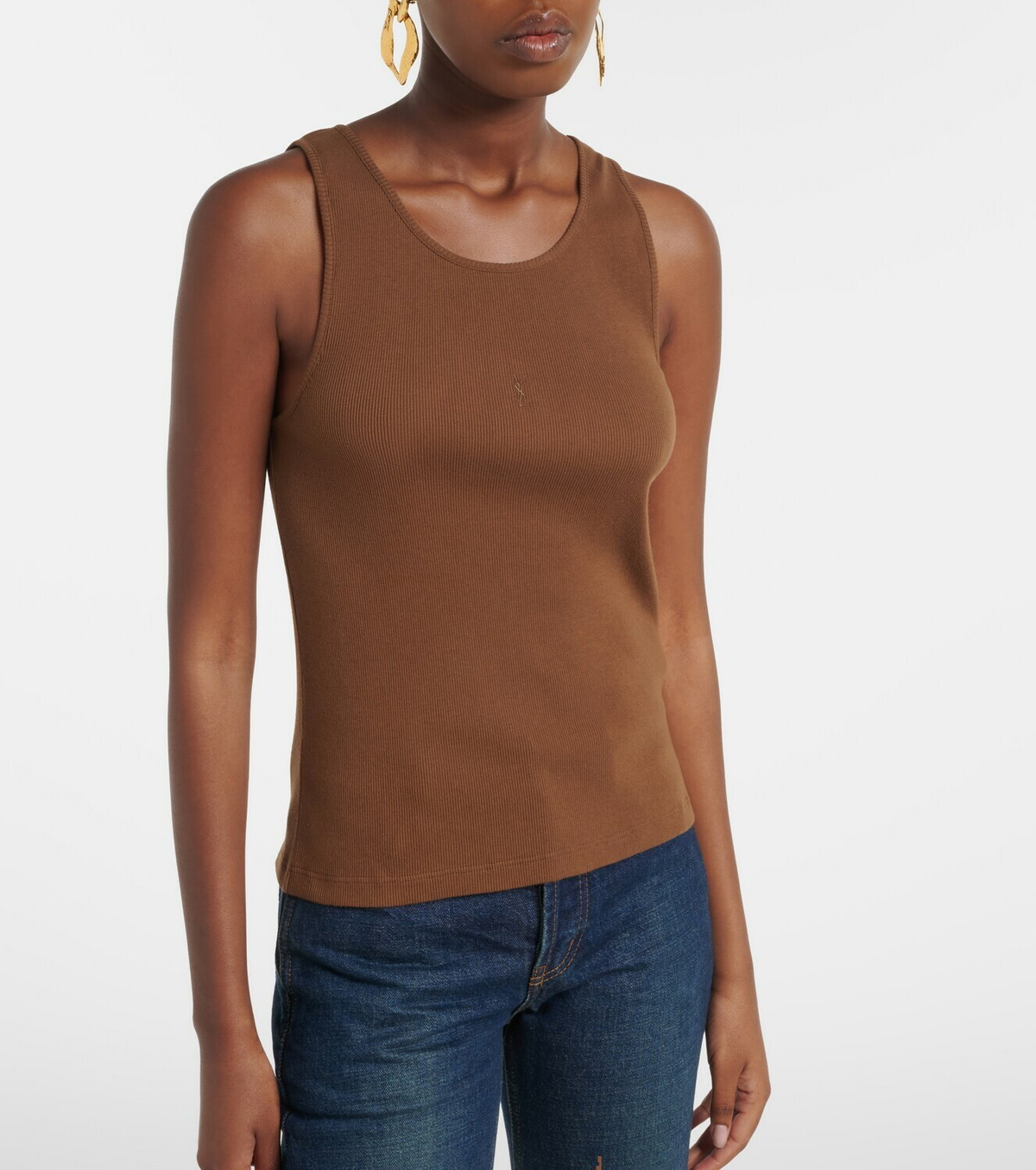 Saint Laurent Cassandre cotton jersey tank top