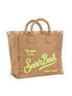 MC2 Saint Barth Vanity Natural Jute Shoulder Bag With Embroidered Logo