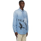 Palm Angels Blue Denim College Eagle Shirt