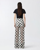 Pinko Wide Leg Lace Trousers With Check Pattern White/Black