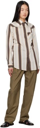 LEMAIRE Brown & Orange Stripe Shirt