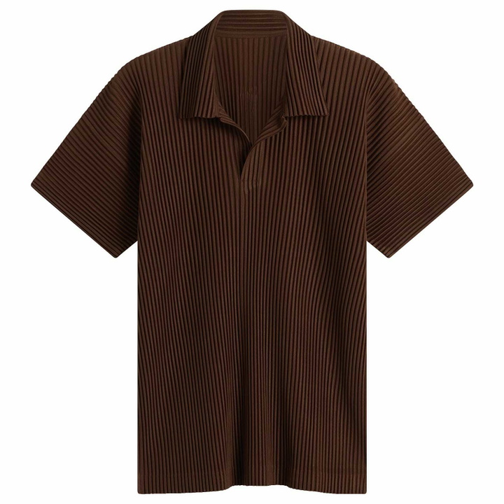 Photo: Homme Plissé Issey Miyake Men's Pleat Short Sleeve Polo in Anchor Brown