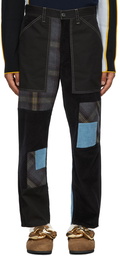 JW Anderson Black & Blue Patchwork Fatigue Trousers