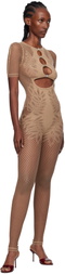 Poster Girl Beige Dinero Leaves Cut Out Playsuit Jumpsuit