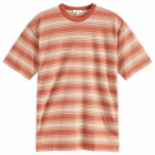 Norse Projects Men's Johannes Spaced Stripe T-Shirt in Red Ochre