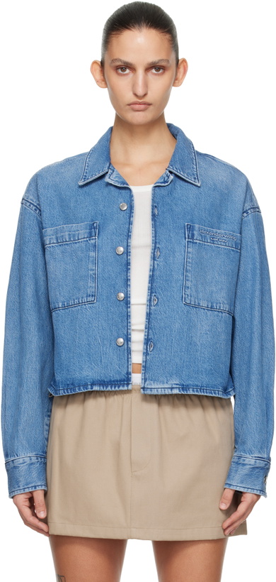 Photo: Alexander Wang Blue Cropped Long Sleeve Denim Shirt