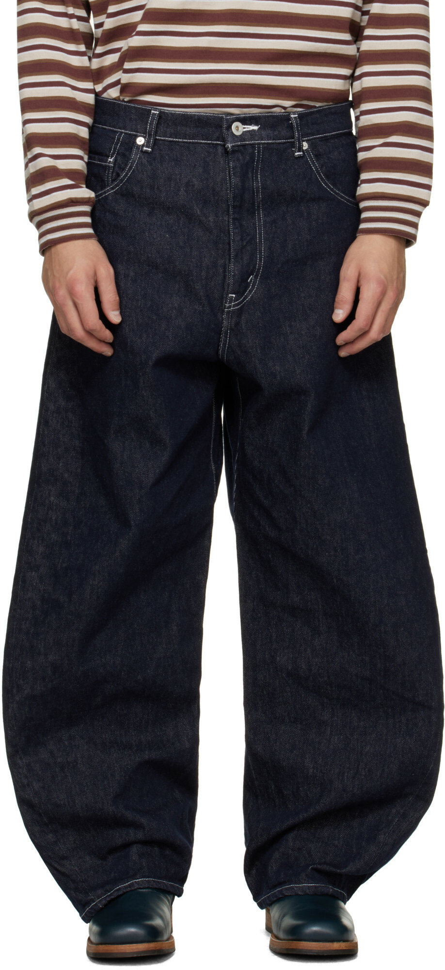 Comme des Garçons Homme Navy Cotton Reactive Jeans