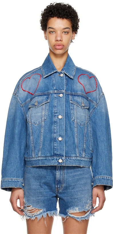 Photo: Stella McCartney Blue Heart Embroidery Denim Jacket