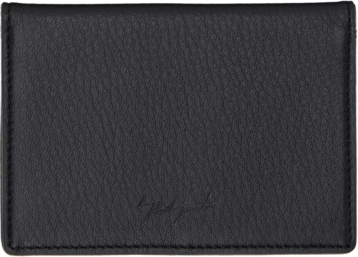 YOHJI YAMAMOTO Black Leather Bifold Card Holder