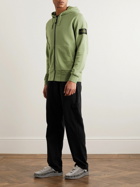 Stone Island - Garment-Dyed Logo-Appliquéd Cotton-Jersey Zip-Up Hoodie - Green