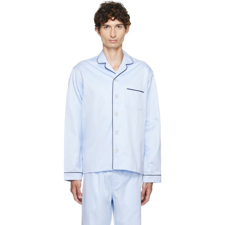 Photo: Tekla Blue Sateen Long-Sleeved Pyjama Shirt