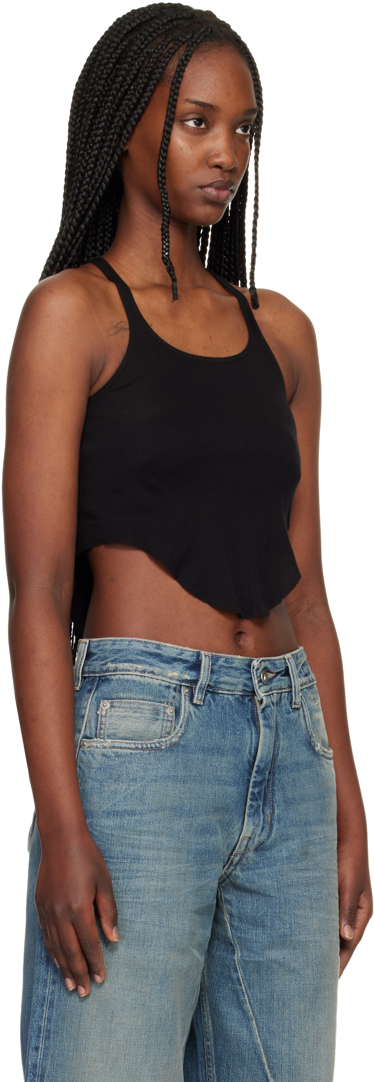 Rick Owens DRKSHDW Black Temple Basic Cropped Tank Top